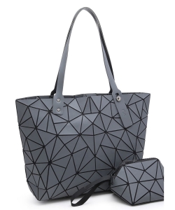 Fashion Geometric Checker 2-in-1 Shopper 6628H1F GRAY